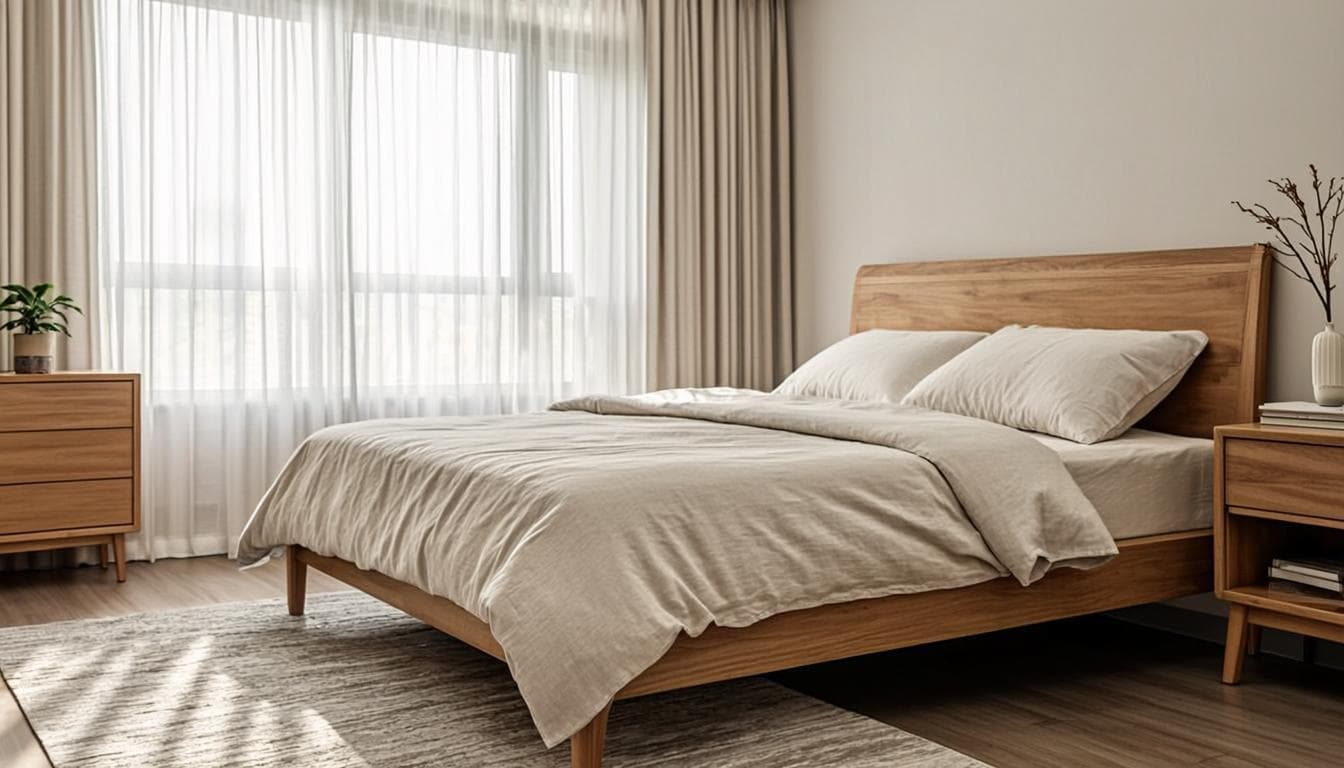 Doğal tekstillerle huzurlu yatak odası